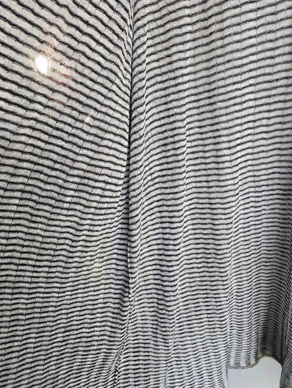 Eileen Fisher Lightweight Dark & Light Gray Striped Open-Front Women's Cardigan